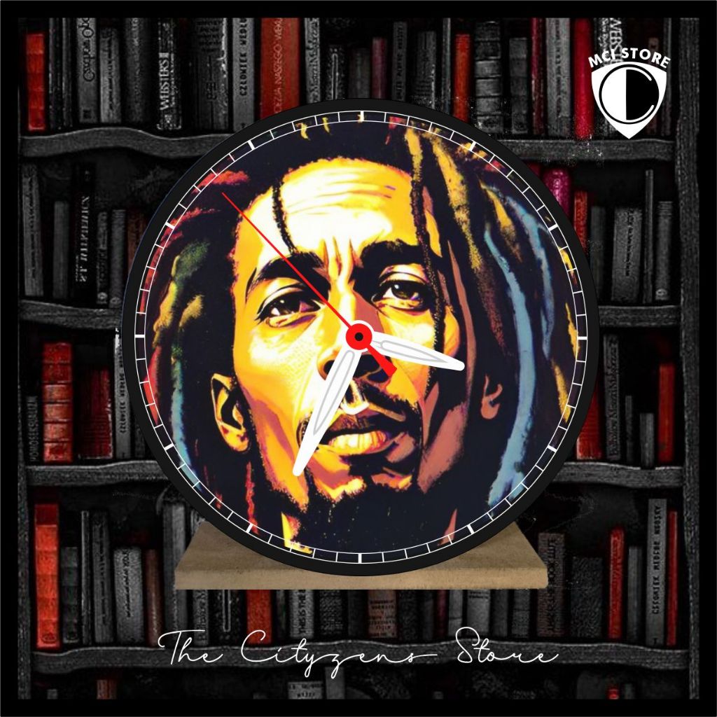 Jam Meja Kayu Custom Bob Marley 3