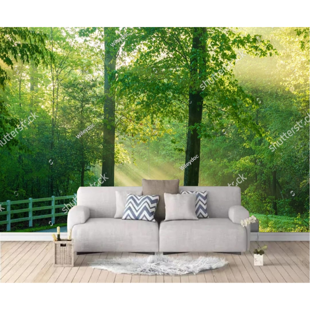 Wallpaper Dinding Motif Hutan 3D - Wallpaper Dinding Tema Hutan 3D Bikin Ruangan Adem