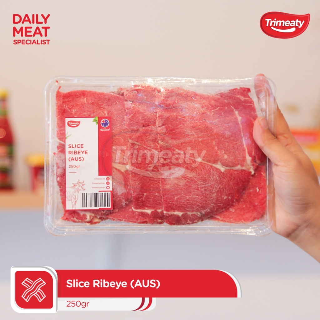 

Slice Ribeye AUS / Daging Ribeye Iris / Less Fat / Lean Beef / Ribeye Beef Slice 250gr