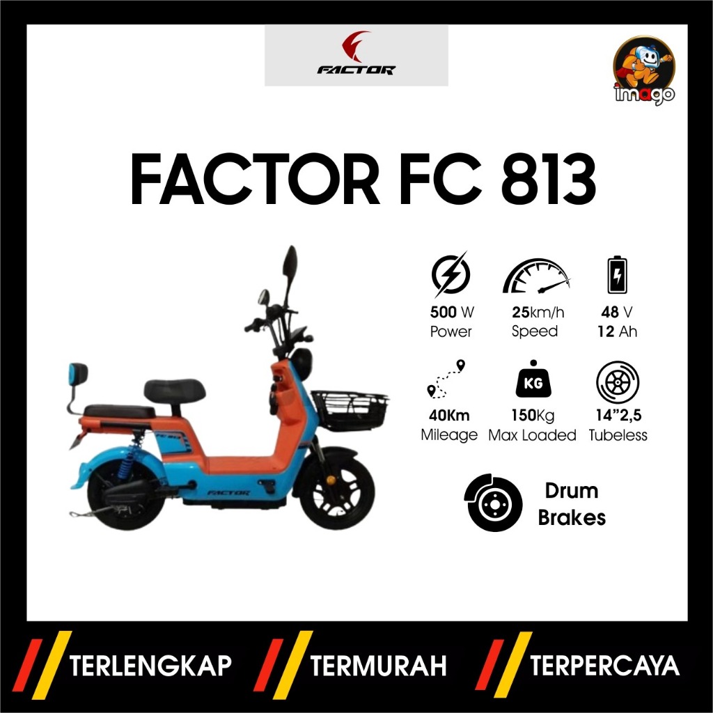 Sepeda Listrik FACTOR FC 813 - Sepeda Listrik dengan Kapasitas Baterai 576 Wh