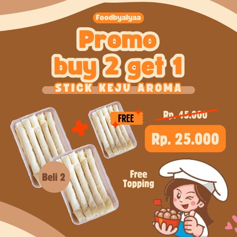 

Foodbyalyaa - Buy 2 Get 1 ( Beli 2 dapat tambahan 1 Free ) Keju Aroma Stick Keju Free Topping Keju Oreo Susu