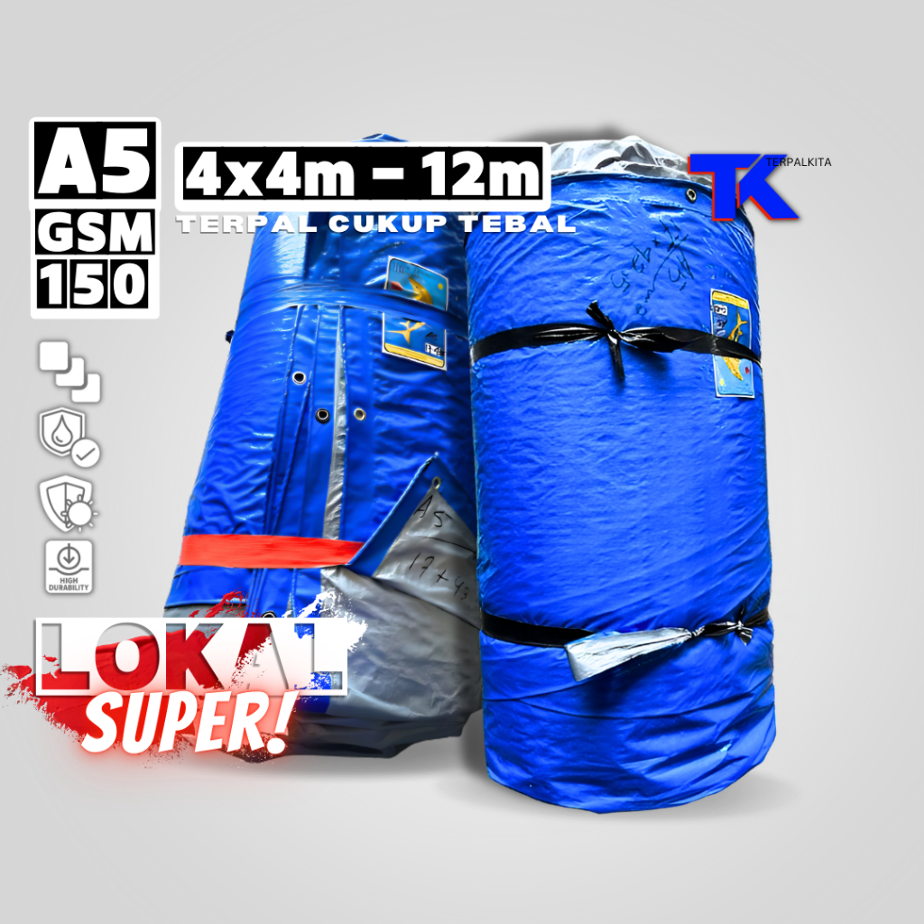 TERPALKITA Terpal Ukuran 4x4 4x5 4x6 4x7 4x8 Meter A5 Plastik Anti Air dan Panas
