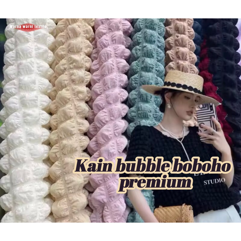 PROMO BISA COD// Kain Bubble Boboho Michiko Embos Waffel Tango/ Bahan Bubble Boboho Michiko Embos Wa