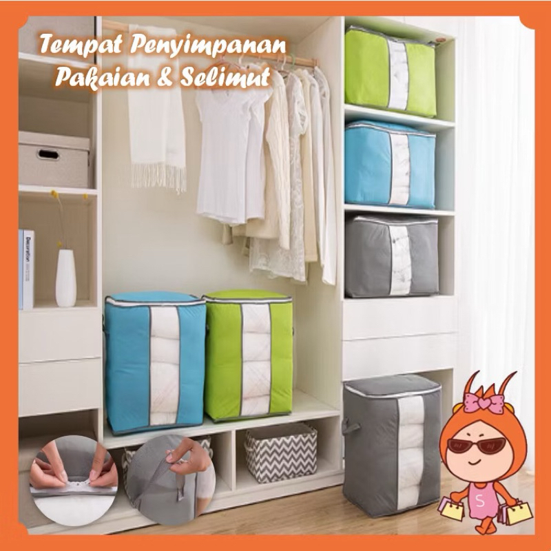 Storage big box bamboo organizer box selimut pakaian keranjang pakaian