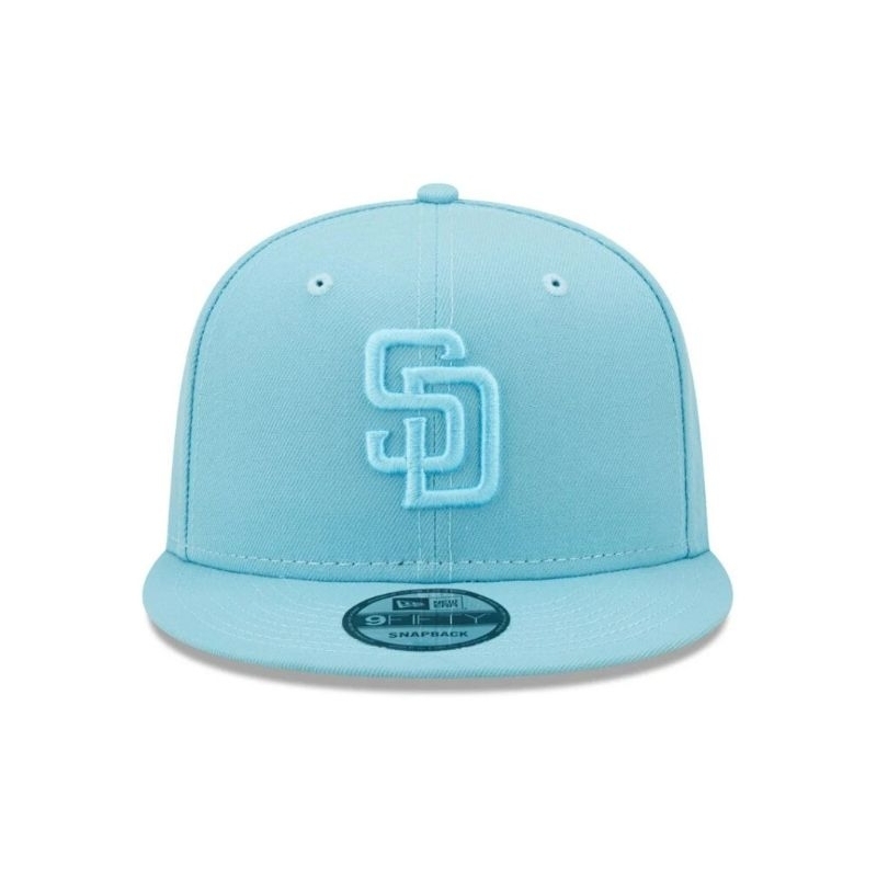 PO San Diego Padres New Era MLB 9FIFTY 950 Snapback Cap Hat Sky Blue Crown/Visor Sky Blue Logo (Colo