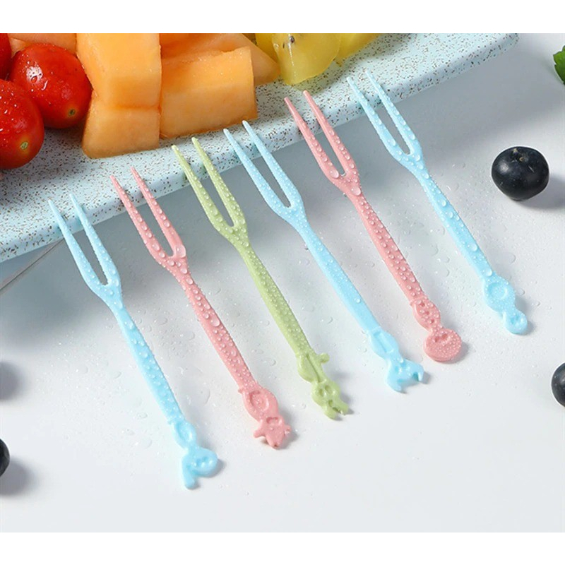 Garpu Buah isi 50 pcs / Tusukan Buah / Garpu Kue / Garpu Snack / Garpu Plastik / Garpu Lucu