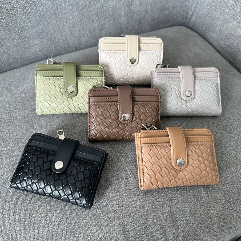 Dompet wanita lipat Mini motif Anyam leather Terbaru