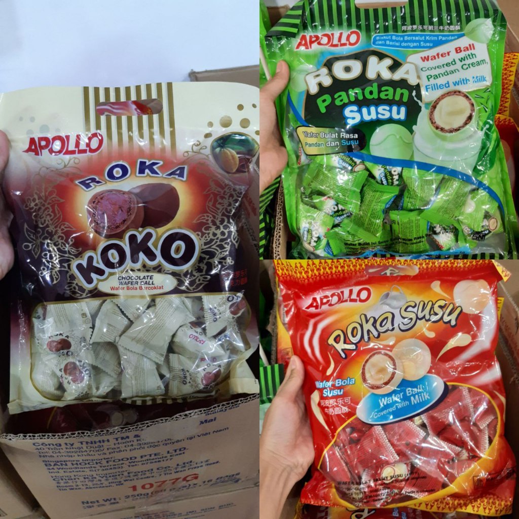 

APOLLO ROKA Wafer Ball 250 gr / 50 pcs | Koko, Pandan, Susu