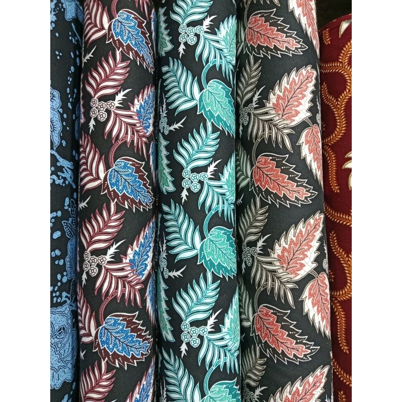 kain batik katun meteran motif daun