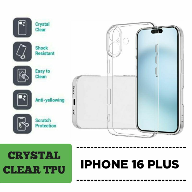 Case Iphone 16 Plus Crystal Clear Liquid 2.00mm TPU Transparan Sofcase Casing Silikon