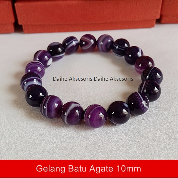 Gelang Batu Agate Bercorak / Natural Agate Stone Bracelet