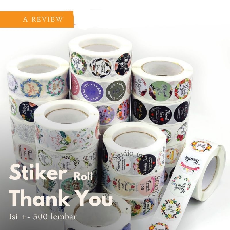 

500 PC STIKER LABEL THANK YOU 1 ROLL / stiker kue, stiker belanja. stiker online shop, stiker jualan