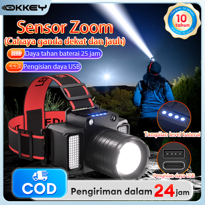Lampu Senter Kepala Led Super Terang Outdoor Senter Kepala Penerangan Terus Menerus Selama Senter Su