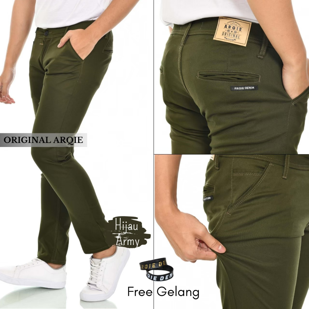 MSGO..Chinos Panjang Army Celana Panjang Chino - Celana Chino Panjang Pria ARQIE Chinos Slimfit Stre