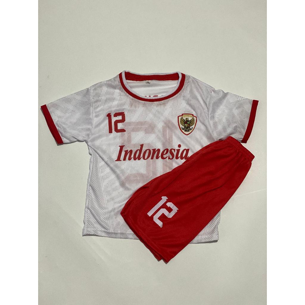 SETELAN BAJU BOLA ANAK INDONESIA PUTIH