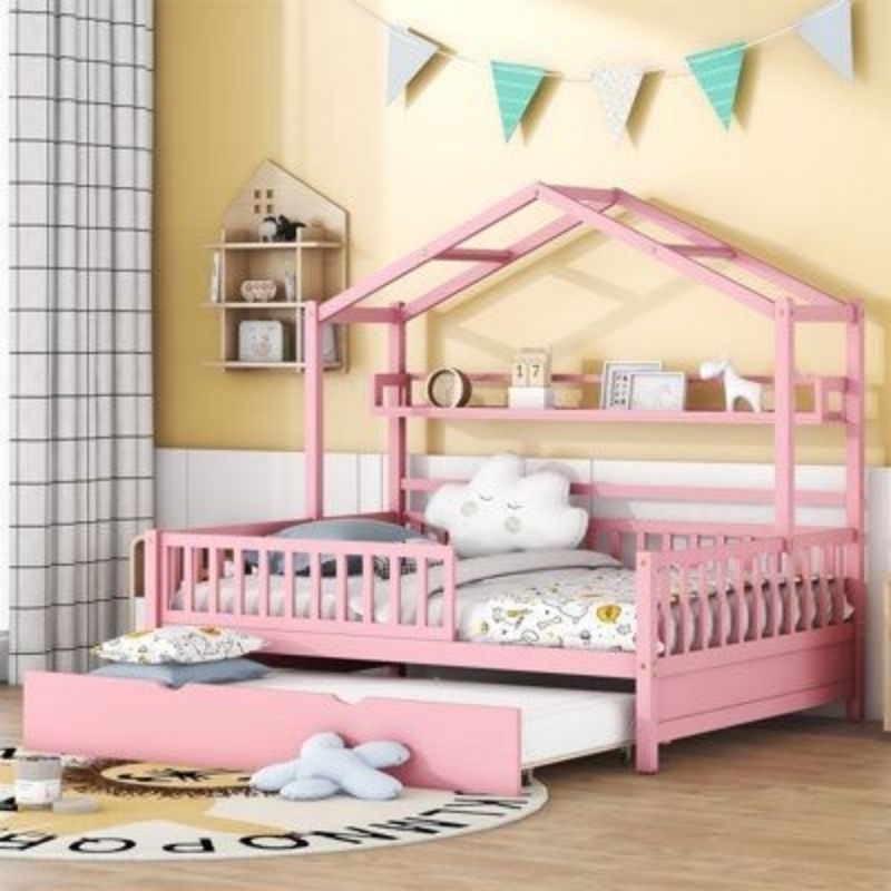 Tempat tidur anak double bed, Ranjang anak 2 bed, Kasur anak dan sorong,