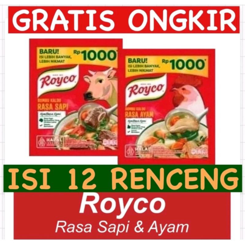 

royko ayam sapi kemasan 1000 isi 12 jumbo 16gram