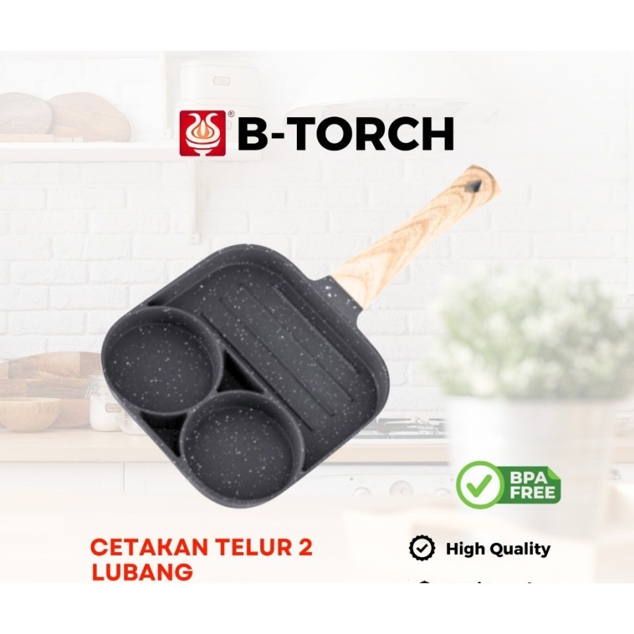 Teflon Cetakan Telur 2 Lubang panggangan Sosis Aluminium - Hitam