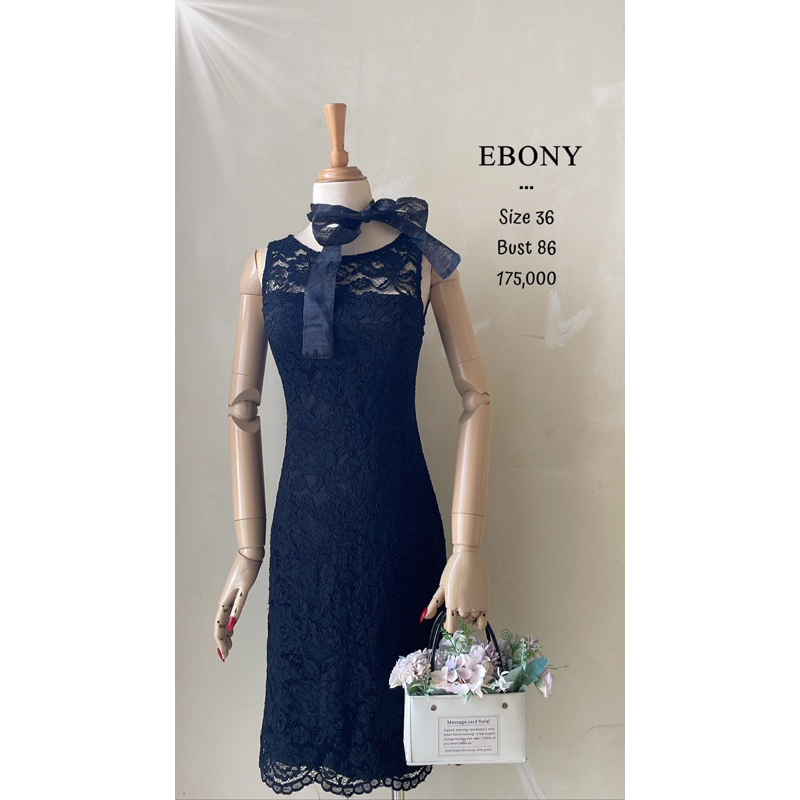 Midi dress bodycon press body brukat brokat hitam kutung tanpa lengan seksi sexy furing premium ebon