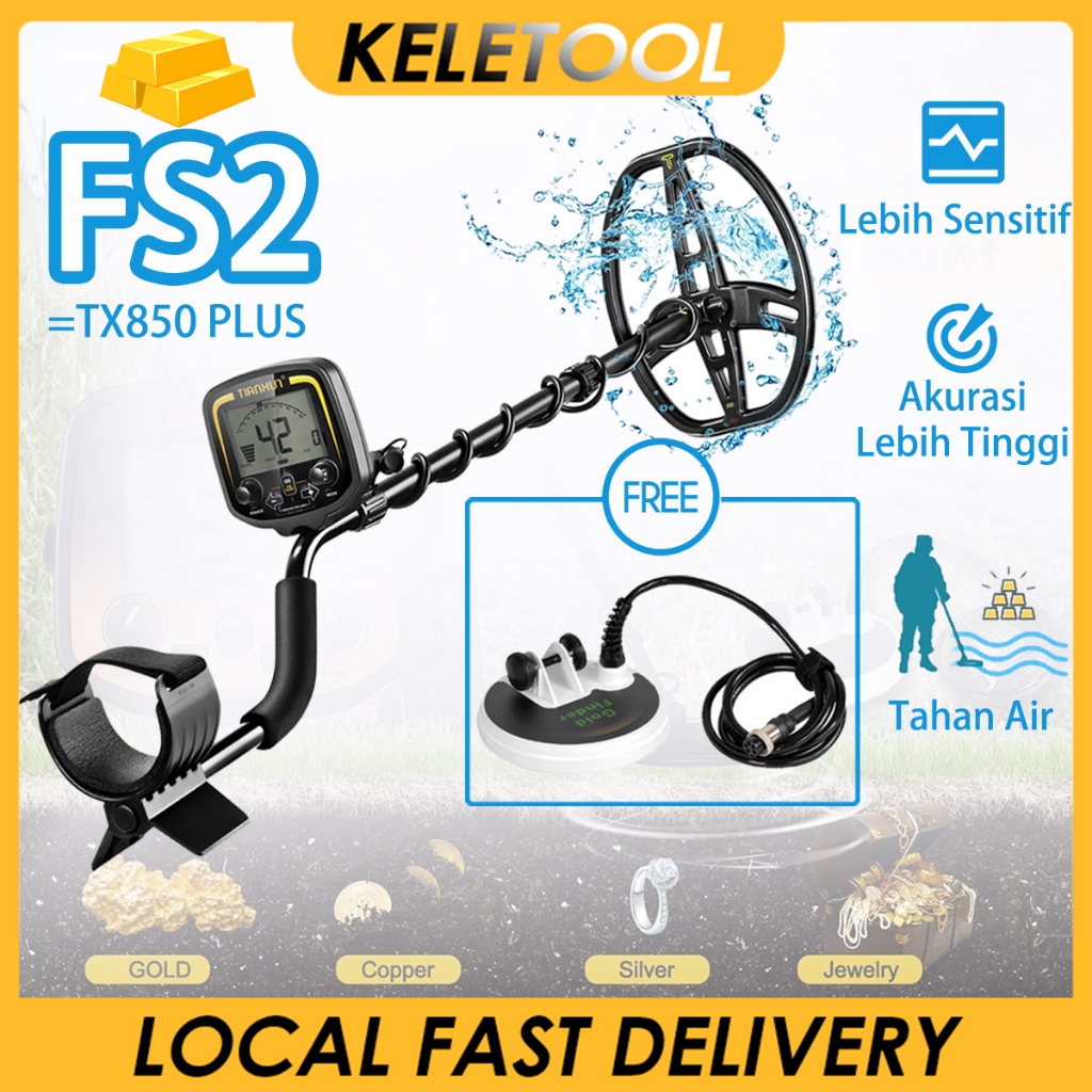 FS2 5"&11" dual coil Metal Detector Emas Detektor LogamTahan Air Pendeteksi Logam Bawah Tanah Emas P