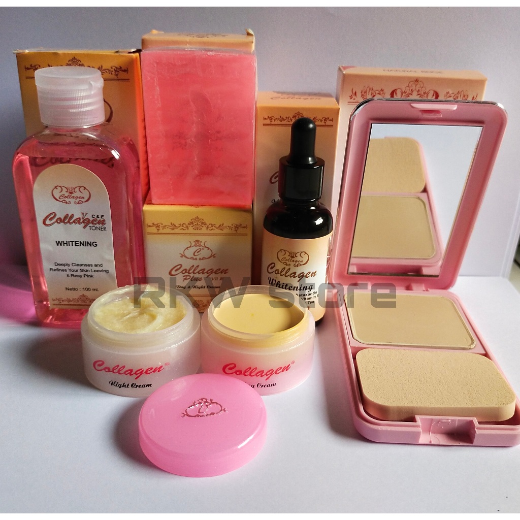 Paket Komplit Cream Collagen plus Serum dan Bedak Padat Dhilisa