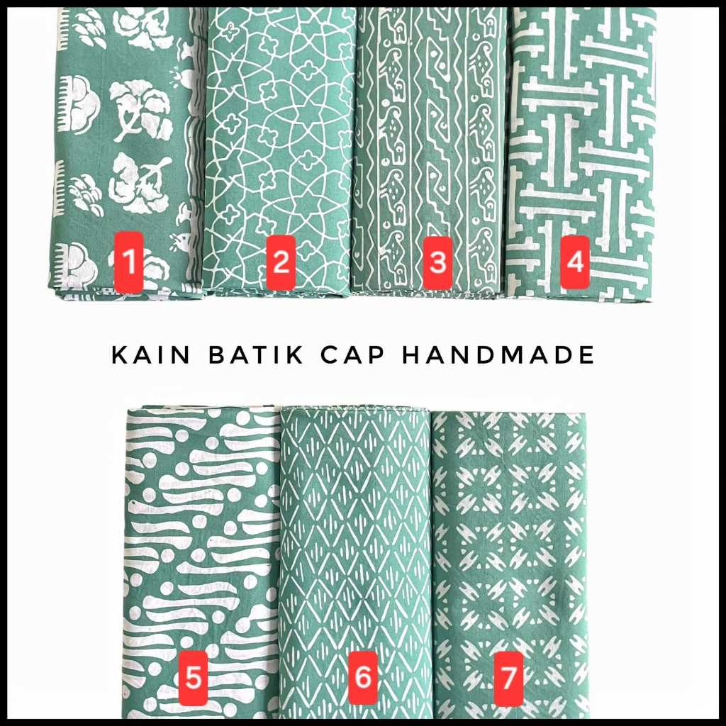 Kain Batik Cap 1 Warna Hijau Sage