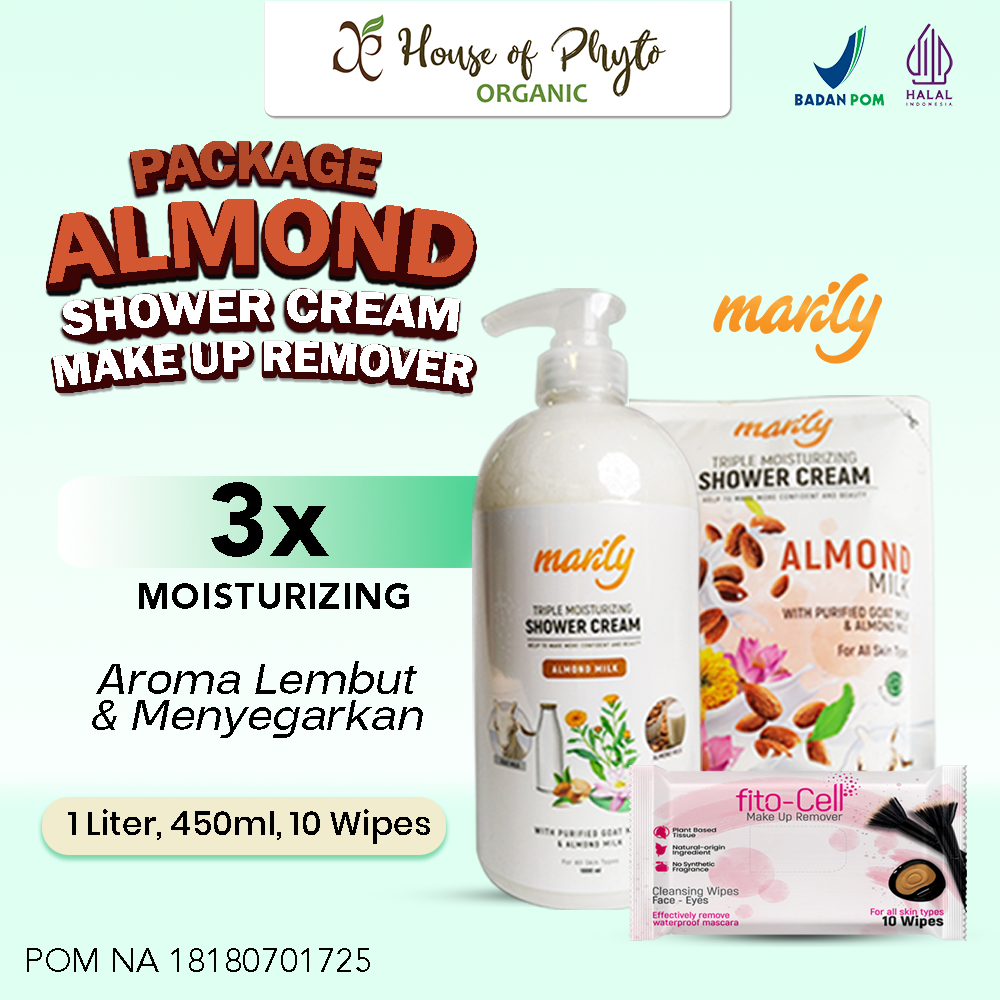 Phyto Organic Paket Marily Sabun Mandi Cair Shower Cream Almond Milk