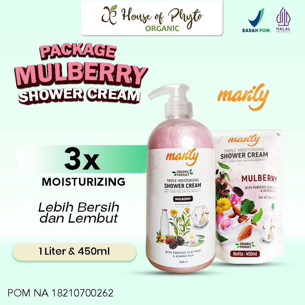 Phyto Organic Paket Marily Sabun Mandi Cair Mulberry 1L + 450ml