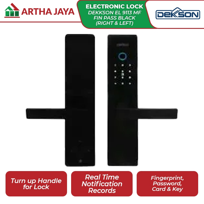 DEKKSON EL 9113 MF FIN PASS Black (Kiri & Kanan) / Handle Pintu Digital Hitam