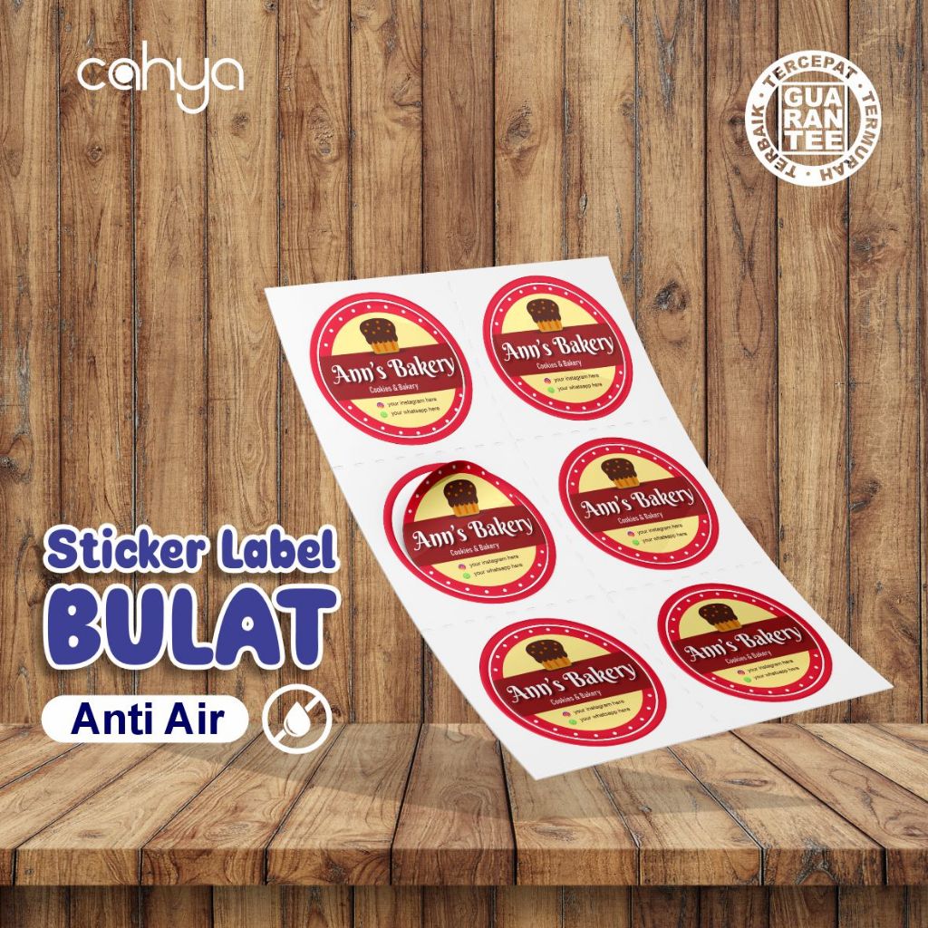 

Cetak Stiker Label Makanan Minuman Merchandise Bulat Vinyl Anti Air