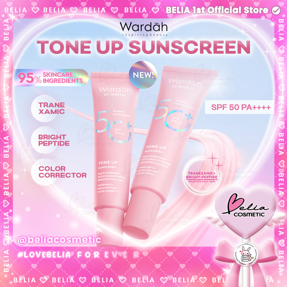 ❤ BELIA ❤ WARDAH UV Shield Tone Up Sunscreen SPF 50+ PA+++ | Physical Sunscreen Wajah Make Up Primer