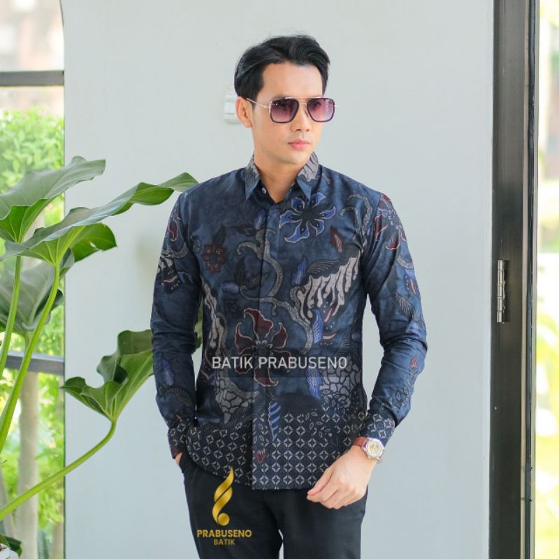 PANDEGA Kemeja Batik Pria Lengan Panjang Slimfit Original Ori Prabuseno Full Furing Jumbo Modern Pre