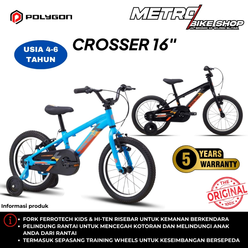 Sepeda Anak Laki BMX Polygon Crosser Sepeda Anak BMX untuk Laki-Laki 16"