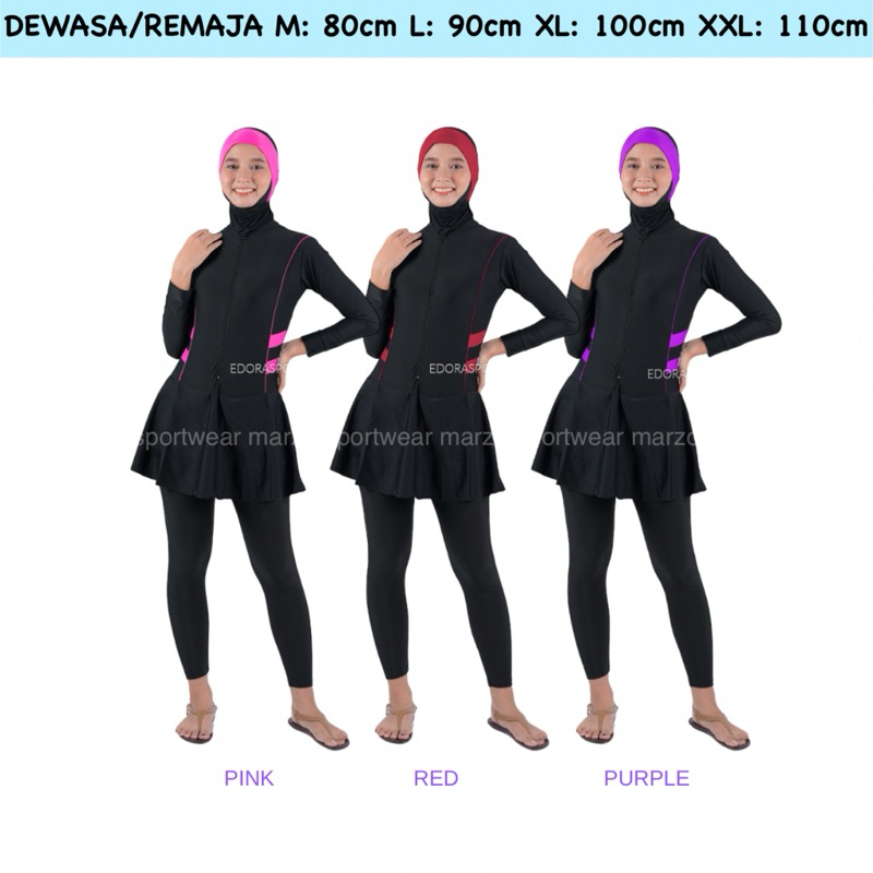 BAJU RENANG MUSLIMAH WANITA DEWASA REMAJA Setelan Baju Renang Muslimah Edora Nadea - Baju Renang Mus