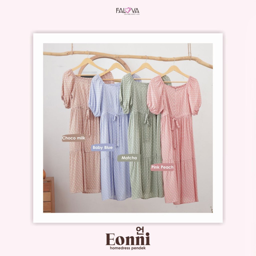 Homedress daster lengan pendek rayon motif bulat polkadot adem busui friendly eonni daster by falova