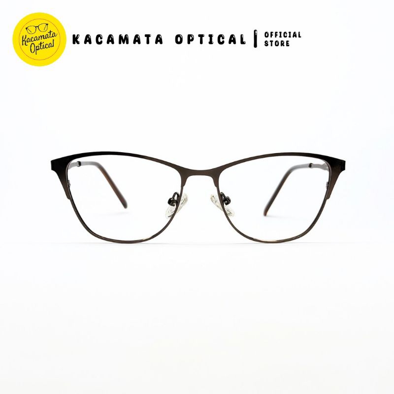 1KACAMATA OPTICAL - Frame KMO8013 Cat Eye Hitam Besi Plastik