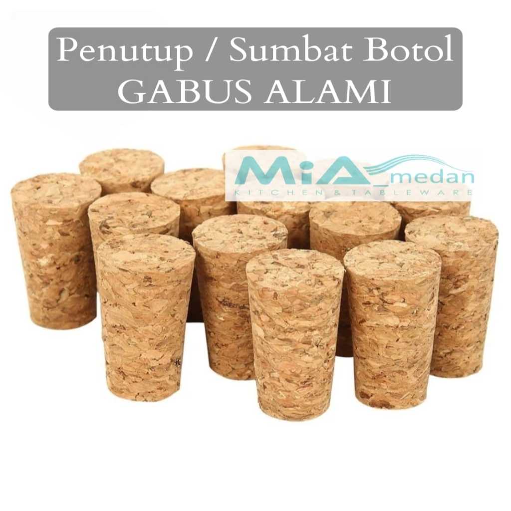 𝐌𝐢𝐀 Gabus Penutup Botol Kaca TINGGI 3.5cm Penyumbat Sumbat Wine Bir Kecap Cork Stopper Conical kayu