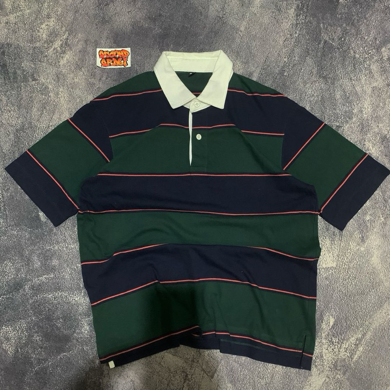 polo shirt lengan pendek salur iqbal un*qlo