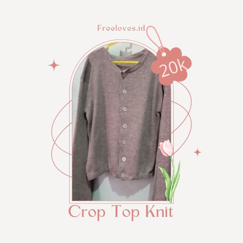 PRELOVED/THRIFT CARDIGAN CROP TOP KNIT KOREAN STYLE RAJUT LENGAN PANJANG OUTER