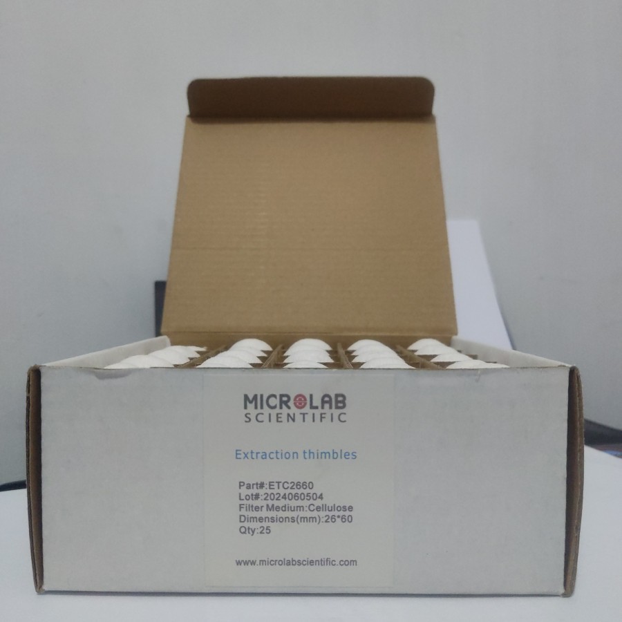 Extraction Thimble 26 x 60mm, Cellulose / Ekstraksi Minyak, 25 pcs/box