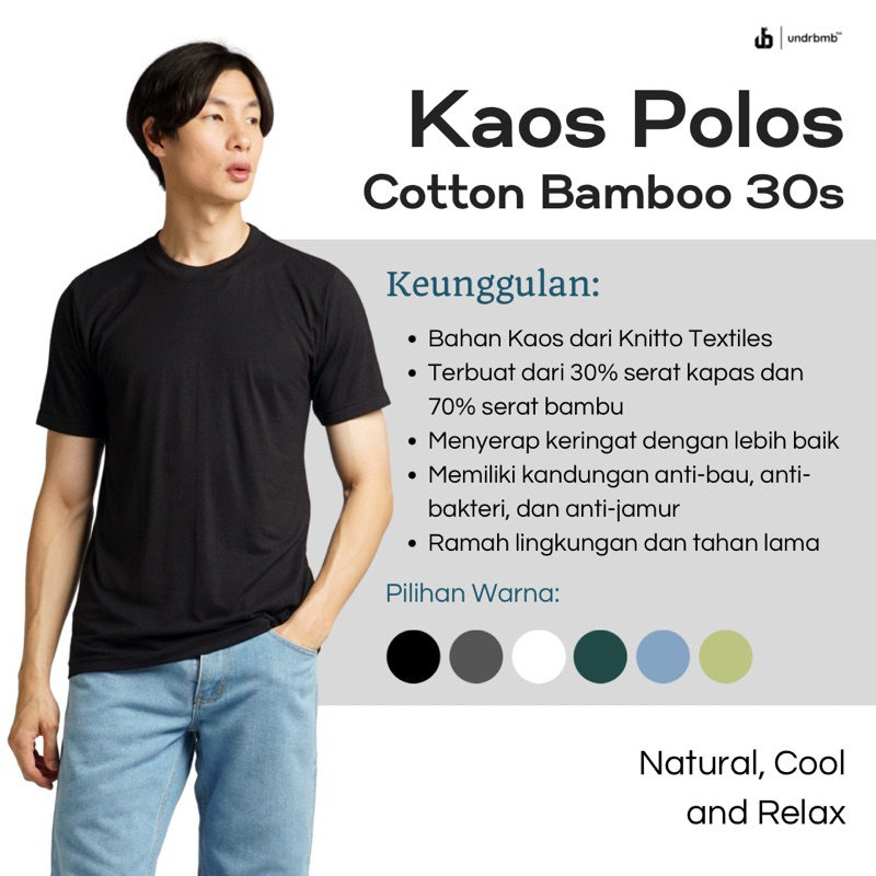 Kaos Polos Pria Katun Bambu 30s | Cotton Bamboo 30s