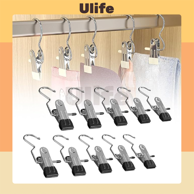 7PCSJepit Gantungan Jemuran Mini Serbaguna Gantungan Baju Jepit Besi / Pants Hanger Clip Stainless T