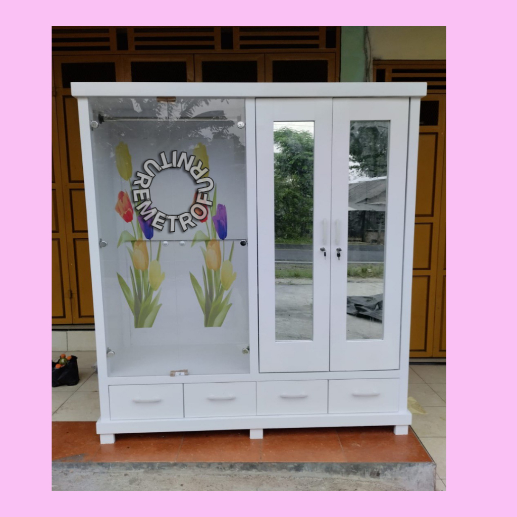 LEMARI PAKAIAN MINIMALIS KACA LEMARI PAKAIAN GAMIS KACA FREE ONGKIR SERANG KOTA