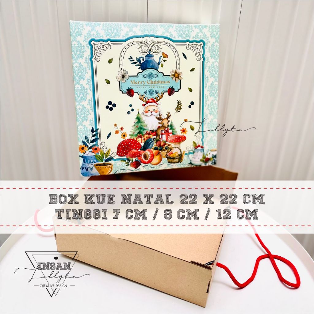 

Box Kue uk. 22 x 22 cm Natal / Chritsmas Tema Seamless christmas TOSCA