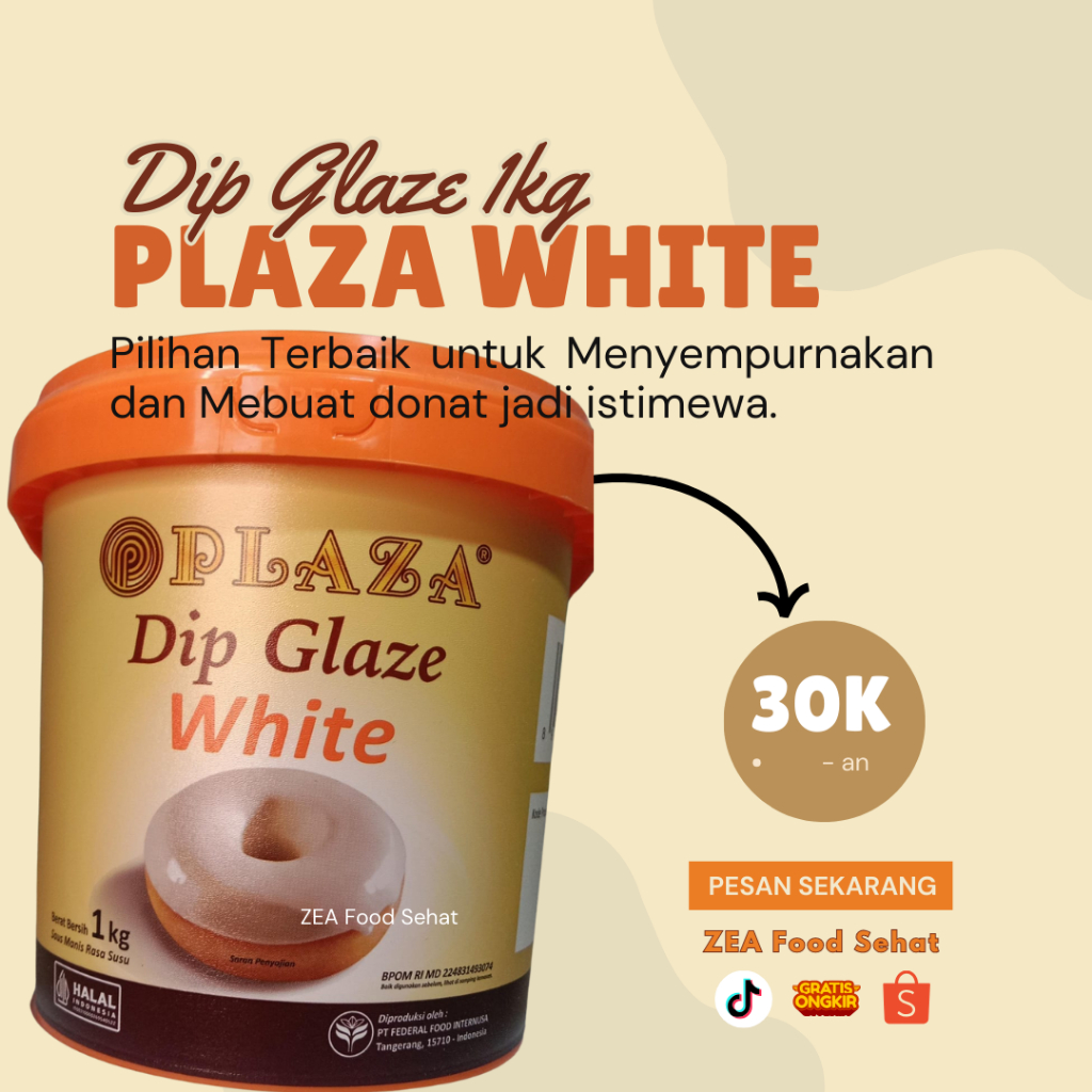 

Plaza Dip Glaze White Susu 1kg Selai Olesan Donat, Roti Bakar dan Topping Es Krim Milk