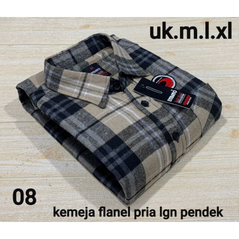 BAJU KEMEJA FLANEL PRIA EMBANO LENGAN PENDEK UK M.L.XL