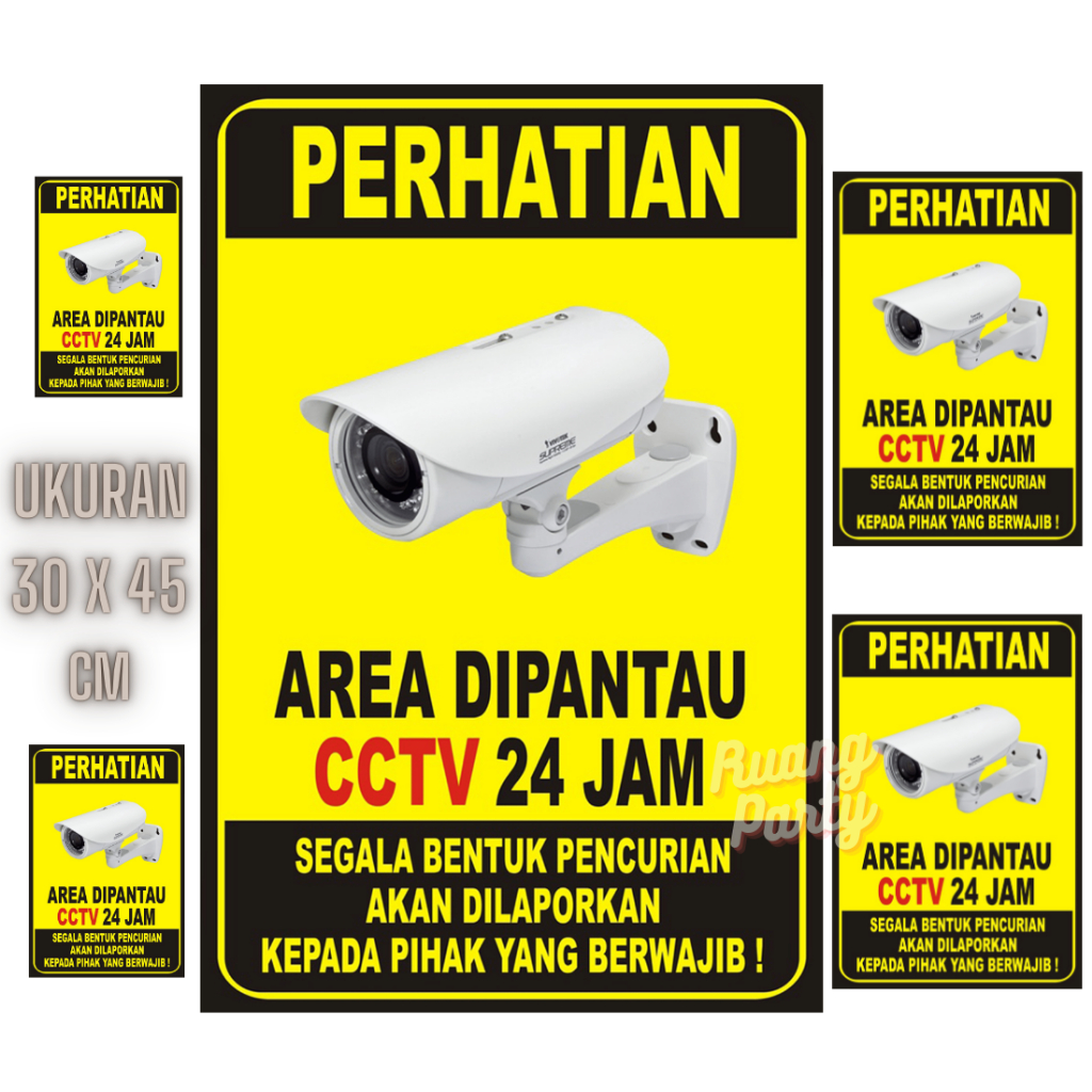 

Stiker CCTV Keamanan / Stiker Pantau CCTV kamera keamanan / CCTV 24 Jam Stiker