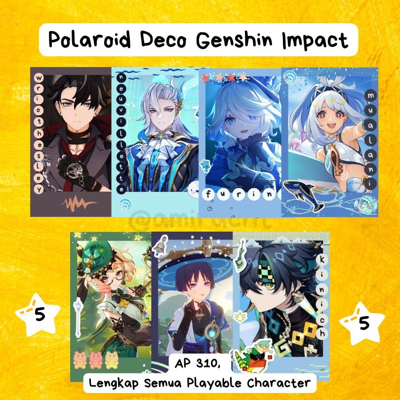 [5 Star] Polaroid Deco Genshin Impact Husbando Waifu | Venti Hutao Xiao Childe Qiqi dll