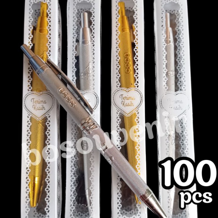 

TERLARIZZZ Isi 1 Souvenir Pulpen Emas Perak dikemas Mika motif