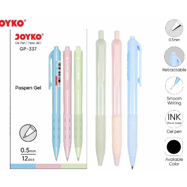 

TERLARIZZZ Pulpen PASPEN Gel Pen GP337 5mm 12 PCS